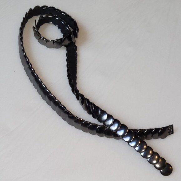 Black Metal Stretchy Statement Piece Metal Belt Plus Size - Picture 1 of 6